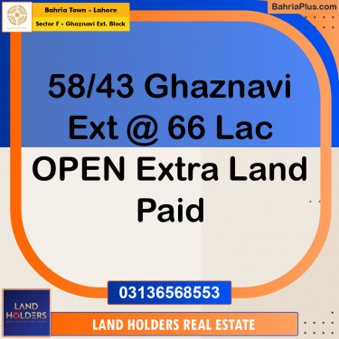6 Marla Residential Plot for Sale in Sector F - Ghaznavi Ext. Block -  Bahria Town, Lahore - (BP-259068)