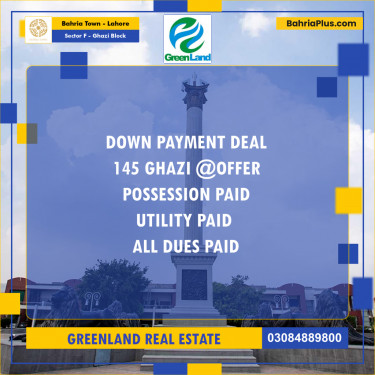 10 Marla Residential Plot for Sale in Sector F - Ghazi Block -  Bahria Town, Lahore - (BP-259081)