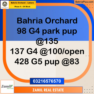 10 Marla Residential Plot for Sale in Phase 4 - G4 Block -  Bahria Orchard, Lahore - (BP-259111)