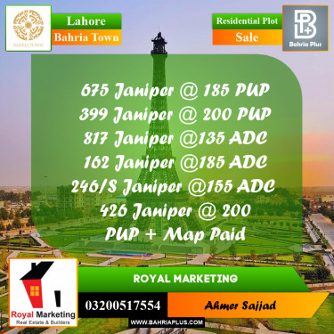 Residential Plot for Sale in Bahria Town, Lahore - (BP-259119)