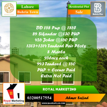 Residential Plot for Sale in Bahria Town, Lahore - (BP-259121)