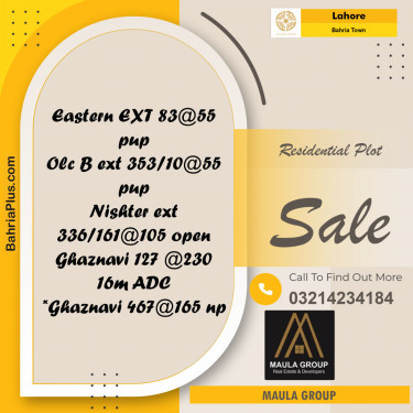 Residential Plot for Sale in Bahria Town, Lahore - (BP-259137)
