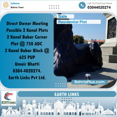 2 Kanal Residential Plot for Sale in Bahria Town, Lahore - (BP-259157)