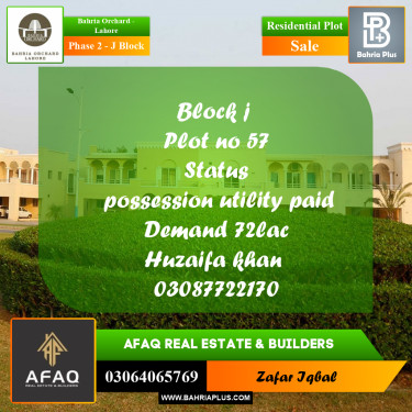 8 Marla Residential Plot for Sale in Phase 2 - J Block -  Bahria Orchard, Lahore - (BP-259161)