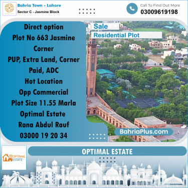 11 Marla Residential Plot for Sale in Sector C - Jasmine Block -  Bahria Town, Lahore - (BP-259192)