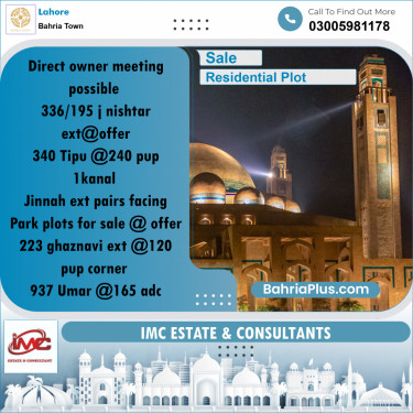 Residential Plot for Sale in Bahria Town, Lahore - (BP-259196)