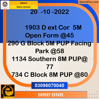 5 Marla Residential Plot for Sale in Bahria Orchard, Lahore - (BP-259240)