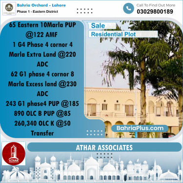 10 Marla Residential Plot for Sale in Phase 1 - Eastern District -  Bahria Orchard, Lahore - (BP-259282)