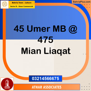 8 Marla Commercial Plot for Sale in Sector B - Umer Commercial -  Bahria Town, Lahore - (BP-259320)