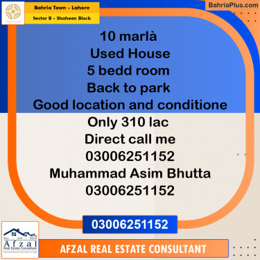 10 Marla Residential House for Sale in Sector B - Shaheen Block -  Bahria Town, Lahore - (BP-259321)