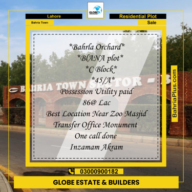 Residential Plot for Sale in Bahria Town, Lahore - (BP-259368)