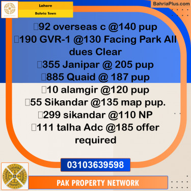 Residential Plot for Sale in Bahria Town, Lahore - (BP-259381)