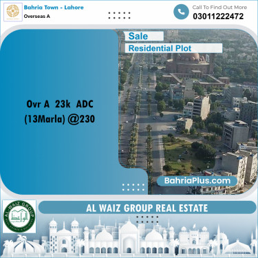 13 Marla Residential Plot for Sale in Overseas A -  Bahria Town, Lahore - (BP-259433)