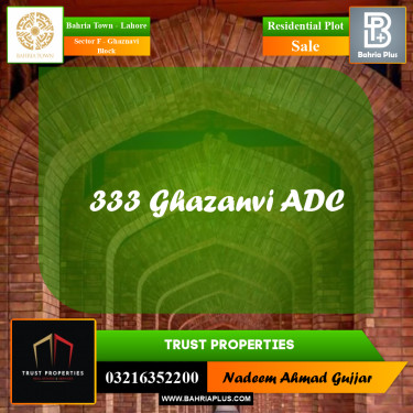 10 Marla Residential Plot for Sale in Sector F - Ghaznavi Block -  Bahria Town, Lahore - (BP-259435)