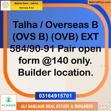 10 Marla Residential Plot for Sale in Overseas B Ext -  Bahria Town, Lahore - (BP-259448)
