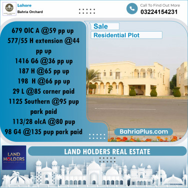Residential Plot for Sale in Bahria Orchard, Lahore - (BP-259458)