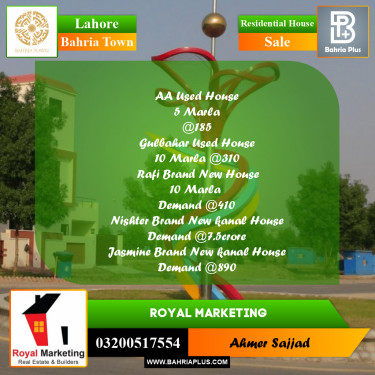 Residential House for Sale in Bahria Town, Lahore - (BP-259460)