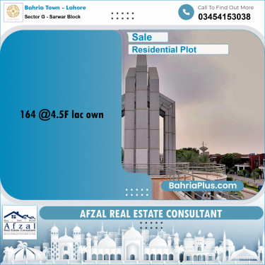 Residential Plot for Sale in Sector G - Sarwar Block -  Bahria Town, Lahore - (BP-259471)