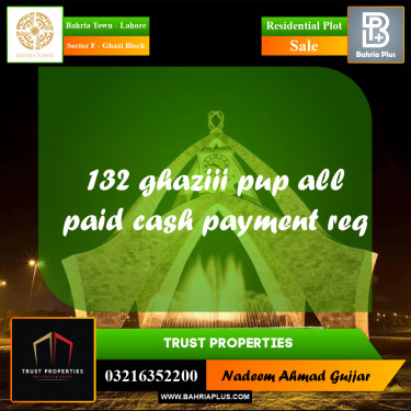 10 Marla Residential Plot for Sale in Sector F - Ghazi Block -  Bahria Town, Lahore - (BP-259480)