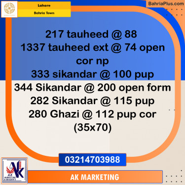 Residential Plot for Sale in Bahria Town, Lahore - (BP-259481)