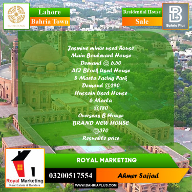 Residential House for Sale in Bahria Town, Lahore - (BP-259482)