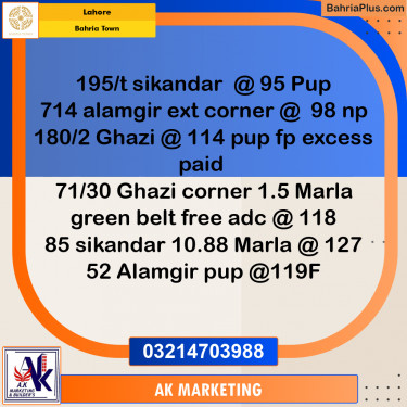 Residential Plot for Sale in Bahria Town, Lahore - (BP-259503)