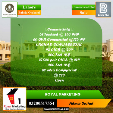 Commercial Plot for Sale in Bahria Orchard, Lahore - (BP-259538)