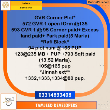 Residential Plot for Sale in Bahria Town, Lahore - (BP-259548)
