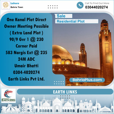 1 Kanal Residential Plot for Sale in Bahria Town, Lahore - (BP-259561)