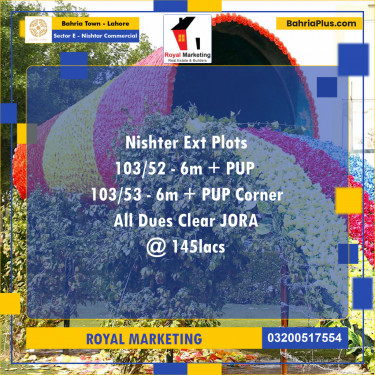 6 Marla Commercial Plot for Sale in Sector E - Nishtar Commercial -  Bahria Town, Lahore - (BP-259564)