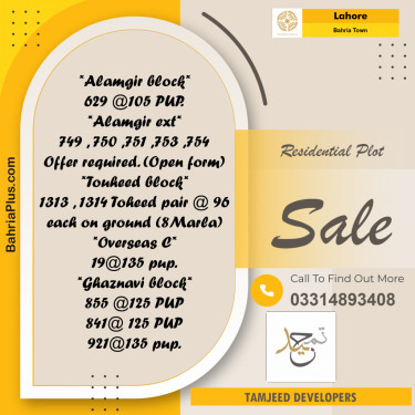 Residential Plot for Sale in Bahria Town, Lahore - (BP-259577)