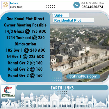 1 Kanal Residential Plot for Sale in Bahria Town, Lahore - (BP-259582)