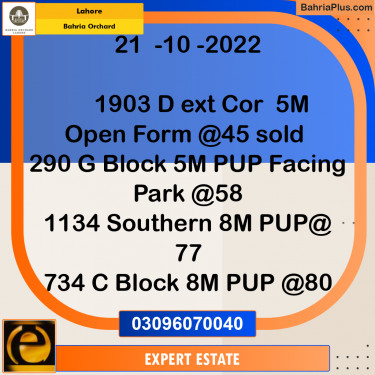 5 Marla Residential Plot for Sale in Bahria Orchard, Lahore - (BP-259665)