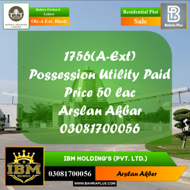 5 Marla Residential Plot for Sale in OLC-A Ext. Block -  Bahria Orchard, Lahore - (BP-259722)