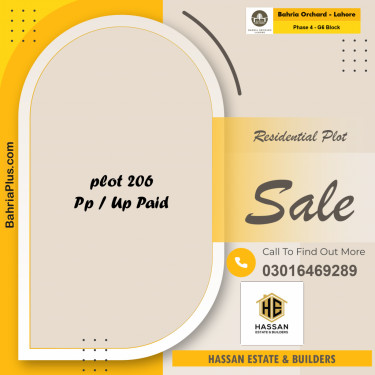 10 Marla Residential Plot for Sale in Phase 4 - G6 Block -  Bahria Orchard, Lahore - (BP-259795)