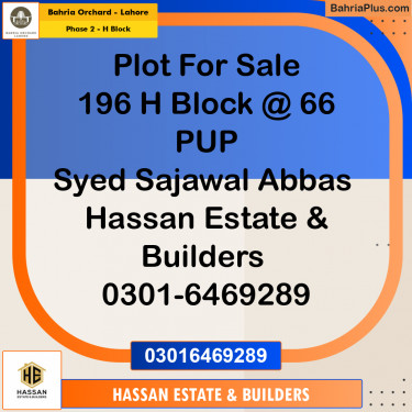 10 Marla Residential Plot for Sale in Phase 2 - H Block -  Bahria Orchard, Lahore - (BP-259796)