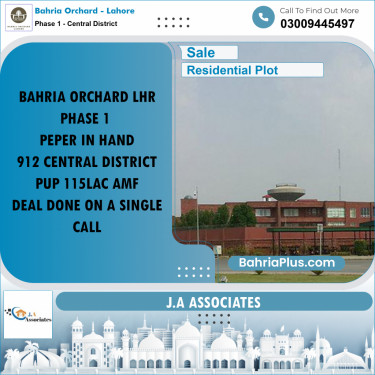 10 Marla Residential Plot for Sale in Phase 1 - Central District -  Bahria Orchard, Lahore - (BP-259809)