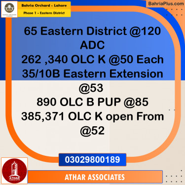10 Marla Residential Plot for Sale in Phase 1 - Eastern District -  Bahria Orchard, Lahore - (BP-259859)