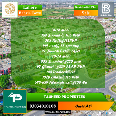 Residential Plot for Sale in Bahria Town, Lahore - (BP-259862)