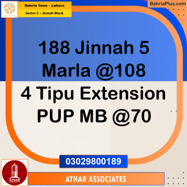 5 Marla Residential Plot for Sale in Sector E - Jinnah Block -  Bahria Town, Lahore - (BP-259863)