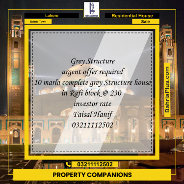 Residential House for Sale in Bahria Town, Lahore - (BP-259864)