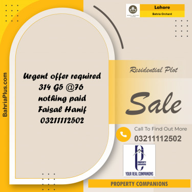 Residential Plot for Sale in Bahria Orchard, Lahore - (BP-259867)