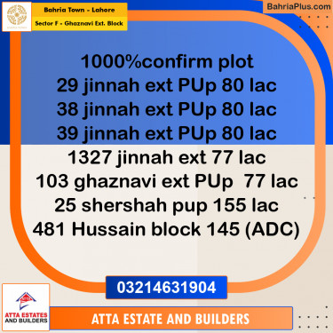 5 Marla Residential Plot for Sale in Sector F - Ghaznavi Ext. Block -  Bahria Town, Lahore - (BP-259896)