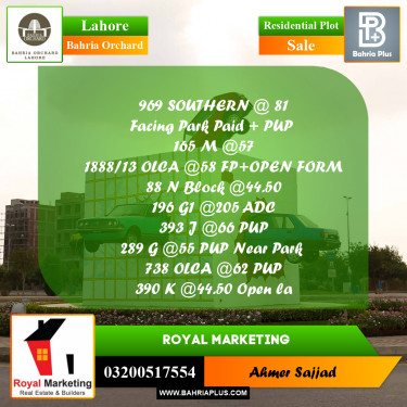 Residential Plot for Sale in Bahria Orchard, Lahore - (BP-259932)