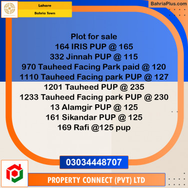 Residential Plot for Sale in Bahria Town, Lahore - (BP-259942)