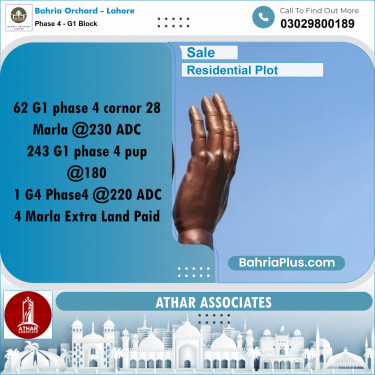 20 Marla Residential Plot for Sale in Phase 4 - G1 Block -  Bahria Orchard, Lahore - (BP-259980)