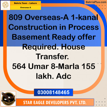 1 Kanal Residential Plot for Sale in Overseas A -  Bahria Town, Lahore - (BP-260014)