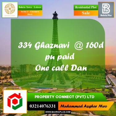 10 Marla Residential Plot for Sale in Sector F - Ghaznavi Block -  Bahria Town, Lahore - (BP-260038)