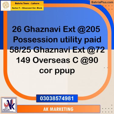 1 Kanal Residential Plot for Sale in Sector F - Ghaznavi Ext. Block -  Bahria Town, Lahore - (BP-260107)