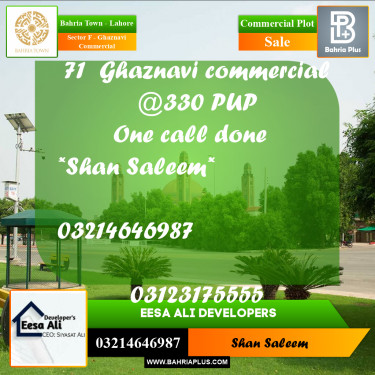 5 Marla Commercial Plot for Sale in Sector F - Ghaznavi Commercial -  Bahria Town, Lahore - (BP-260117)